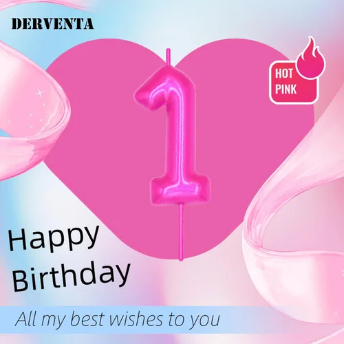 Vista 2 de DERVENTA Vela con números de 2.36 pulgadas, decoración perfecta para cumpleaños, brunch, postre, pastel, 1 pieza (número 2 rosa)