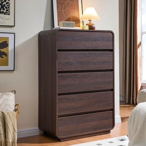 Vista 22 de Standifurno Cómoda de 29.5'' de Ancho para Clóset, Cajones Negros con Diseño Curvo, Cajonera con 5 Cajones, Cajón Vertical con Amplio