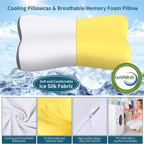 Vista 3 de Almohada cervical de cuello para alivio del dolor, almohadas de espuma viscoelástica con contorno para dormir, almohada ergonómica ortopédica