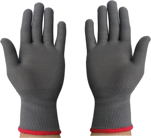 Guantes de vinilo con envoltura, guantes profesionales antiestáticos para aplicación, trabajo libre de polvo, construcción de PC (Gris, 1 par)