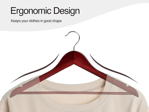 Vista 7 de StorageWorks - Paquete de 20 perchas de madera para abrigos, camisas, chaquetas, pantalones y trajes, color cereza oscuro