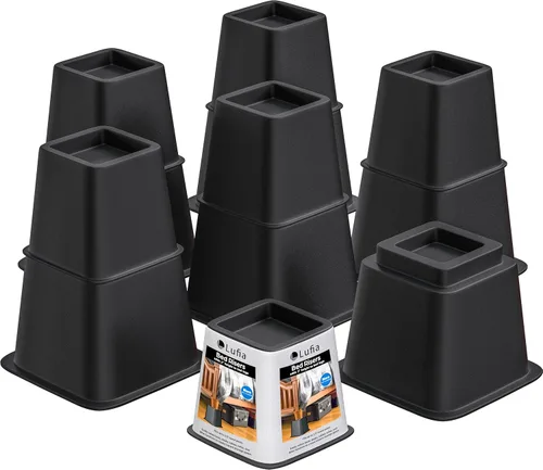 Vista 12 de Lufia Elevadores de muebles de cama resistentes, apilables, elevadores de cama para sofá, mesa, sofá, silla o escritorio, juego de 4 elevadores