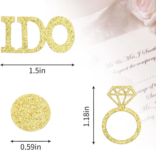 Vista 2 de Confeti Dorado para Mesa de Boda, Confeti de Diamante de Papel con Purpurina, I Do, Confeti para Mesa de Fiesta de Compromiso, Decoraciones