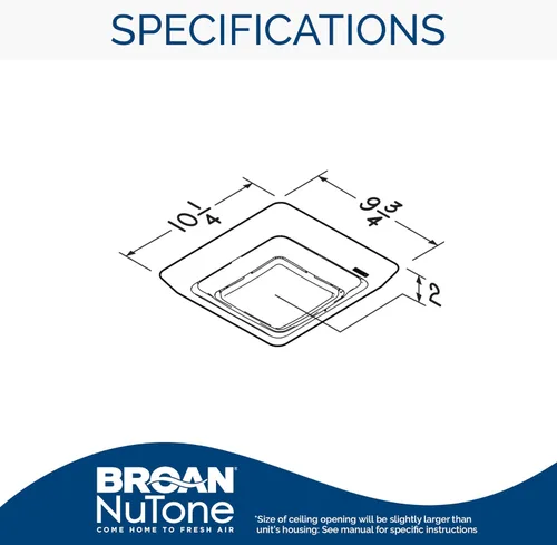 Vista 2 de Broan-NuTone FG600S Rejilla LED iluminada de mejora para ventiladores de baño, fácil instalación, DIY, blanca, cuadrada