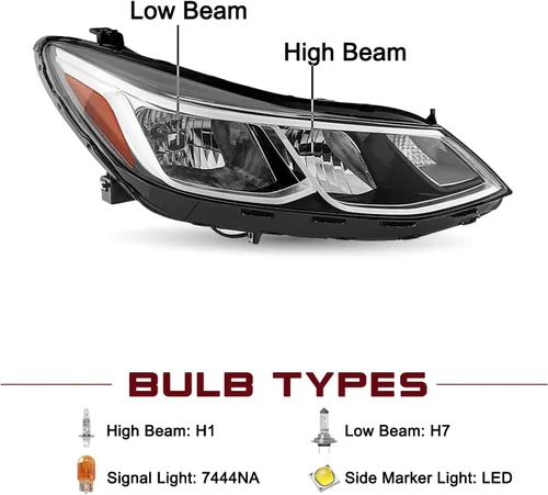 Vista 29 de JSBOYAT Compatible con el conjunto de faros delanteros Chevy Cruze 2016-2019 de repuesto, halógeno, no proyector, faro delantero estilo OE, lado