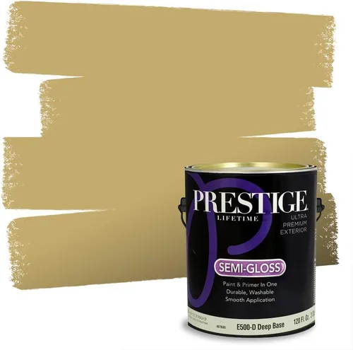 Vista 77 de PRESTIGE Pinturas de pintura exterior e imprimación en uno, 1 galón, plano, combinación comparable de Benjamin Moore* Manzanilla*