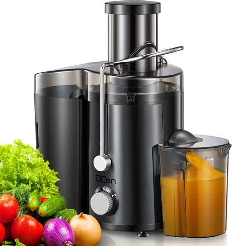 Vista 15 de QCen Máquina Exprimidora, Extractor de Jugos Centrífugo de 500W con Boca Ancha y Canal de Alimentación de 3" para Frutas y Verduras, Fácil
