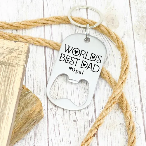 Vista 3 de Personalized Dad Christmas Gift Idea Number One Dad Bottle Opener Keychain Gift For Dad on Christmas The Best Dad Ever Christmas Gift Idea DAD-BOTTLE
