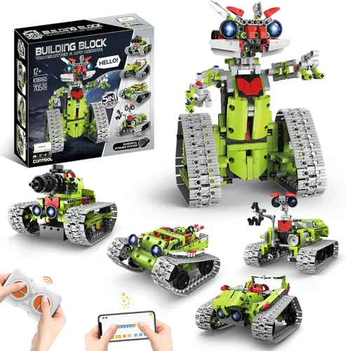 Vista 9 de Kit de construcción de robot STEM para niños de 8 a 16 años, juguetes robot 5 en 1 con aplicación y control remoto, 269 piezas de bloques