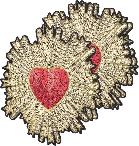 Vista 6 de INFUNLY Parche de corazón de diamantes de imitación, 3 parches de cuentas de corazón hechos a mano, corazón rojo para coser en apliques, insignias