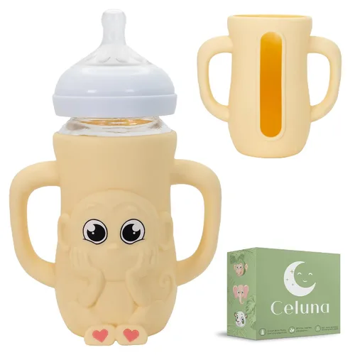 Vista 8 de Funda de silicona para botella de vidrio natural Philips Avent de 8 onzas Protector contra caídas + asas de fácil agarre Material seguro sin BPA