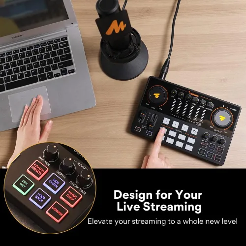 Vista 6 de Interfaz de audio con micrófono de condensador XLR y equipo de podcast de micrófono de estudio-MAONO-MaonoCaster-todo en uno - con preamplificador