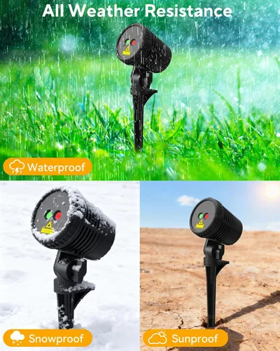 Vista 8 de Neroupe Proyector de luces de Navidad para exteriores impermeables con control remoto, decoraciones de Navidad al aire libre, luces de jardín