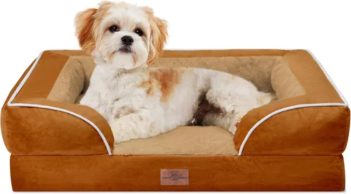 Vista 167 de Comfort Expression - Cama ortopédica para perros medianos de 30x20 pulgadas, cama impermeable de espuma de huevera para mascotas medianas