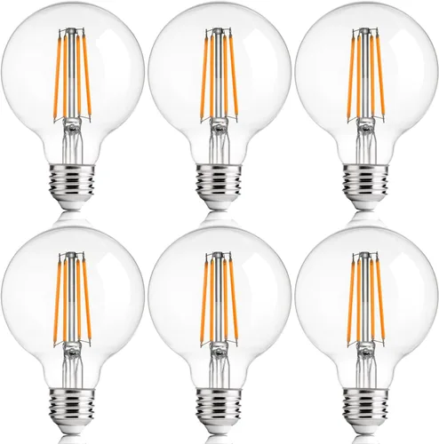 Vista 18 de FLSNT Bombilla de tocador de 2700 K, blanco suave, paquete de 6 bombillas LED G25 Edison para iluminación de espejo de baño, CRI90+ regulable