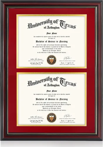 Vista 51 de GraduationMall Marco de diploma de certificado de 8.5 x 11, madera maciza y vidrio templado, acabado negro con ribete dorado