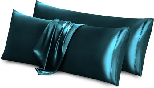Vista 25 de Aormenzy Juego de 2 fundas de almohada de satén beige para cabello y piel, fundas de almohada de satén para mujer, tamaño estándar, con cierre