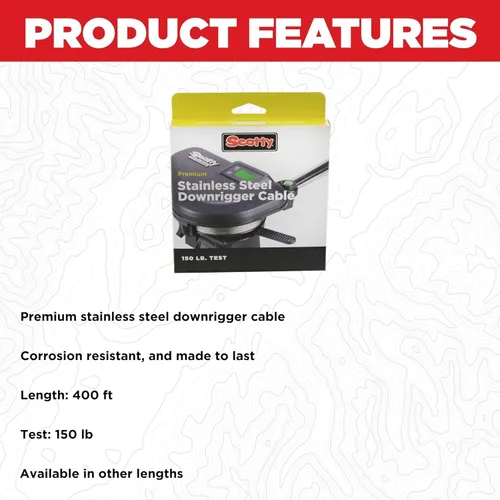 Vista 4 de Scotty Cable Downrigger de repuesto de acero inoxidable n. 1002, carrete de 400 pies, marrón