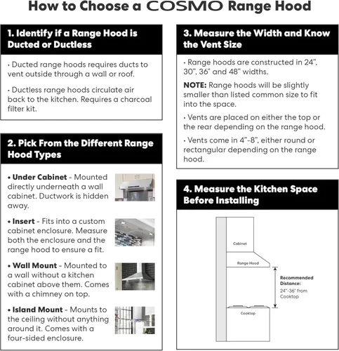 Vista 9 de COSMO COS-668A750 - Campana extractora de montaje en pared de 30 pulgadas, colección Vista, 380 CFM, con conducto, controles de botón, luces LED