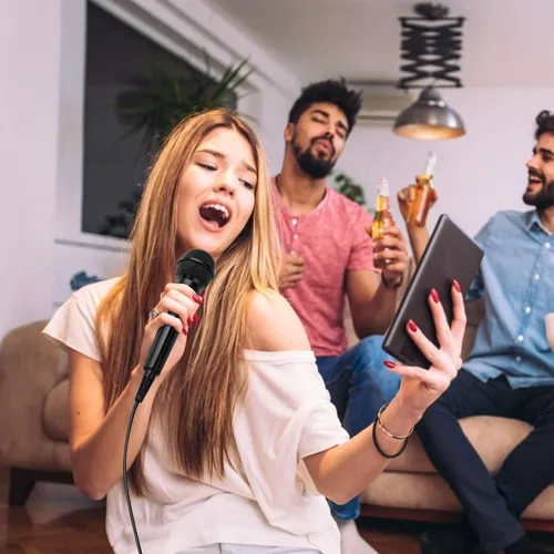 Vista 6 de Shinco Micrófono de mano, micrófono dinámico vocal cardioide con cable de 13 pies e interruptor de encendido/apagado, micrófono enchufable