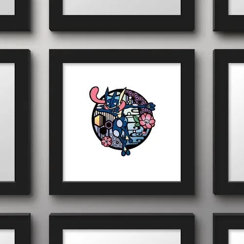 Vista 2 de Trends International Gallery Pops Pokémon - Póster de pared de Wagara Greninja, 12.00 x 12.00 pulgadas, versión de marco negro