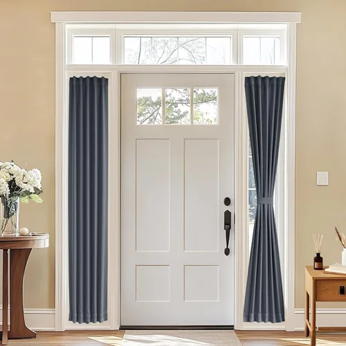 Vista 172 de Vatge - Cortinas laterales para ventana de puerta, cortinas para luz lateral de puerta frontal, 1 panel, 12 (ancho) x 72 (largo) pulgadas, aguamarina