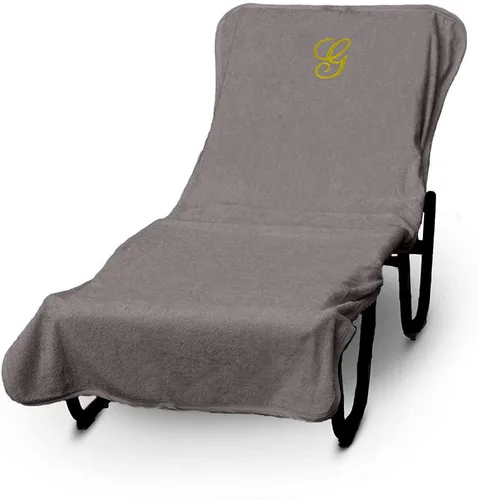 Vista 31 de Funda de lujo para tumbona de piscina con monograma de Hotel y Spa, bordado con letras en bloque - Extra absorbente 100% algodón turco - Rizo suave