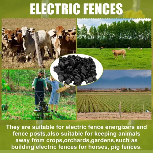 Vista 6 de Frienda 100 Pcs Electric Fence Wire Insulators Screw Round Post Insulator Fence Wire Holding Insulator Post Clips Insulators for Farm Garden Pet