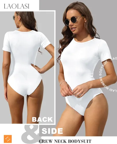 Vista 51 de LAOLASI - Camiseta tipo body para mujer, cuello redondo, manga larga, ajustado, informal, básico, para uso diario