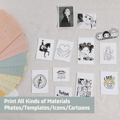 Vista 8 de Memoking T02 - Impresora térmica Bluetooth de bolsillo con papel térmico blanco, adhesivo de 2 años, 1.969 in x 11.5 ft, compatible con iOS y Android