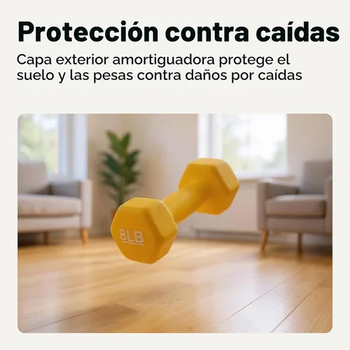 Vista 5 de Amazon Basics - Mancuerna de entrenamiento de fácil agarre, con revestimiento de neopreno, disponibles en varios juegos y pesos