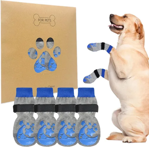 Vista 23 de BEAUTYZOO Calcetines antideslizantes para perros pequeños, medianos y grandes, protector de patas de perro con agarre para suelos de madera dura