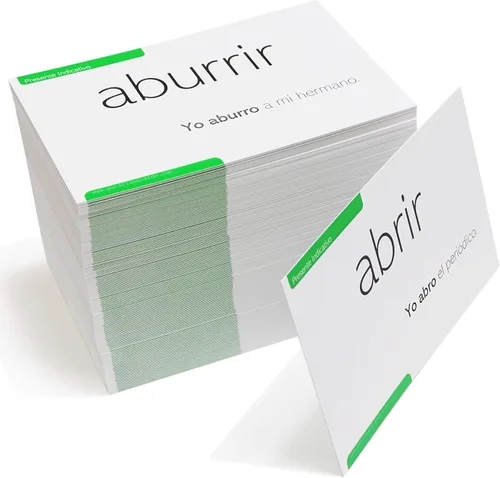 Vista 4 de 200 Tarjetas Flash de Conjugación de Verbos Españoles Presente Indicativo - Ejemplos Completos en Español e Inglés