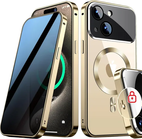 Vista 9 de [Protección completa de la cámara y bloqueo mecánico] Funda magnética de privacidad para iPhone 13 [compatible con MagSafe] [anillo de metal CD]
