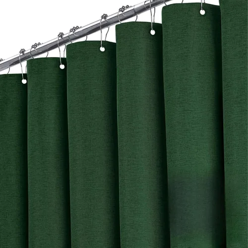 Vista 46 de BTTN Cortina de ducha extra ancha, de 108 x 72 pulgadas, juego de cortina de ducha de tela impermeable texturizada de lino con 18 ganchos