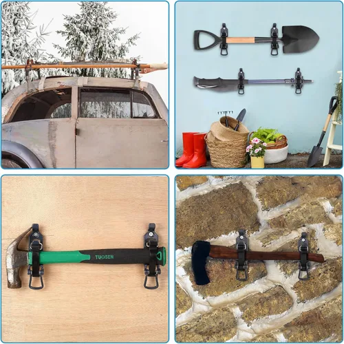Vista 6 de 2 soportes de pala para camión, soportes de pala de metal para portaequipajes de techo, kit de montaje de hacha de liberación rápida para barcos