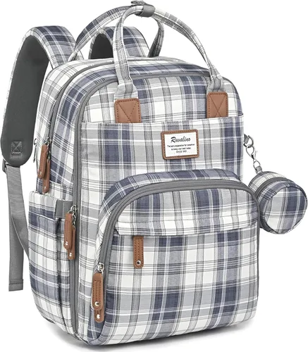 Vista 29 de RUVALINO Mochila para pañales, paquete de viaje multifunción para maternidad y bebé, gran capacidad, impermeable, negro