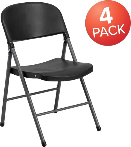 Vista 4 de Flash Furniture HERCULES Series Silla plegable de plástico negro con marco de carbón de 330 libras