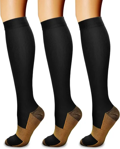 CHARMKING Compression Socks for Women & Men Circulation (3 Pairs) 15-20 mmHg is Best Support for Athletic Running Cycling