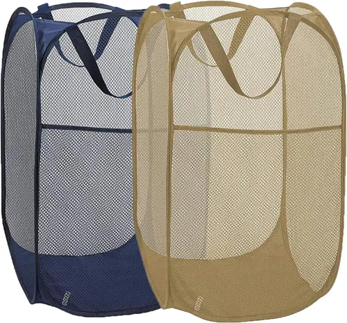 Paquete de 2 cestas plegables para la ropa sucia, cesta de malla de gran capacidad, ahorro de espacio para apartamentos, dormitorios de estudiantes