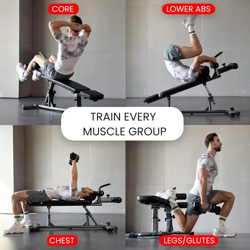 Vista 3 de Finer Form Gym-Quality Adjustable Sit Up Ab Bench & Decline Weight Bench for Home Gym Strength Training.