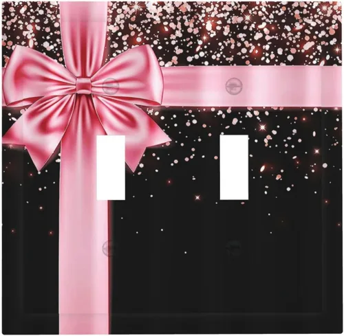 Vista 45 de Placa de Cubierta de Interruptor de Luz de 2 Posiciones Combinación de Abstracción/1 Toggle 1 Rocker Placas Decorativas de Pared de Plástico Negro