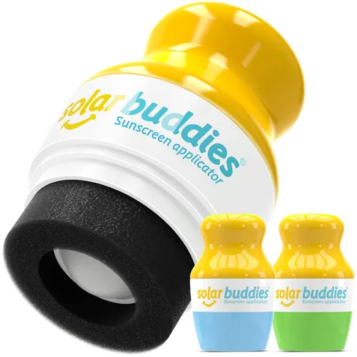 Vista 8 de Solar Buddies Aplicador de protector solar – Paquete azul de 2 – Protector solar de esponja roll-on recargable sin BPA, crema solar y aplicador