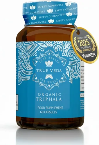 Triphala Cápsulas orgánicas | Triphala Powder orgánico certificado USDA | Suplemento de churna guggulu ayurvédico | Vegano | 60 unidades