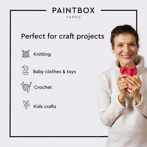 Vista 5 de Paintbox Yarns Hilo DK 100% Algodón 1.76 oz (50g), 137 Yardas (125m) - Lana Blanco Papel para Ganchillo, Tejer - Hilo Suave y Ligero de Doble Punto