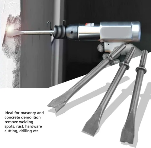 Vista 5 de Jazar Durable Cromo Molibdeno Acero Universal Air Hammer Punch Chipping Bits Herramienta, juego de cinceles, vástago redondo para perforación