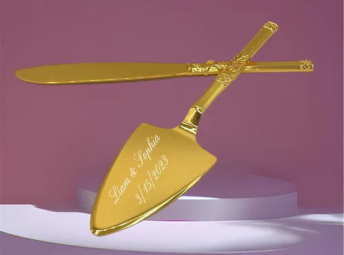 Vista 5 de GIFTS INFINITY Juego de cuchillo personalizado para pastel de boda y servidor con grabado, juego de utensilios de corte de pasteles, regalo