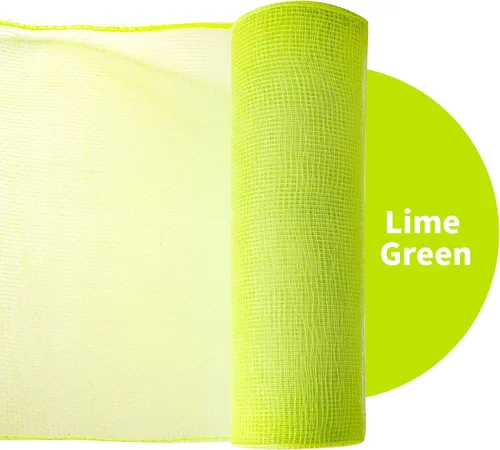 Vista 2 de 2 rollos de cinta de malla verde manzana decorativa de 10 pulgadas x 30 pies, rollos de malla de poli verde lima para suministros de corona DIY
