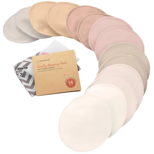 Vista 19 de Almohadillas de lactancia de viscosa de bambú orgánico, 8 almohadillas lavables para lactancia materna, bolsa de lavado, reutilizables