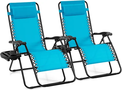 Vista 10 de Giantex Zero Gravity - Silla reclinable para patio al aire libre con portavasos y almohada extraíble, respaldo ajustable, silla de salón
